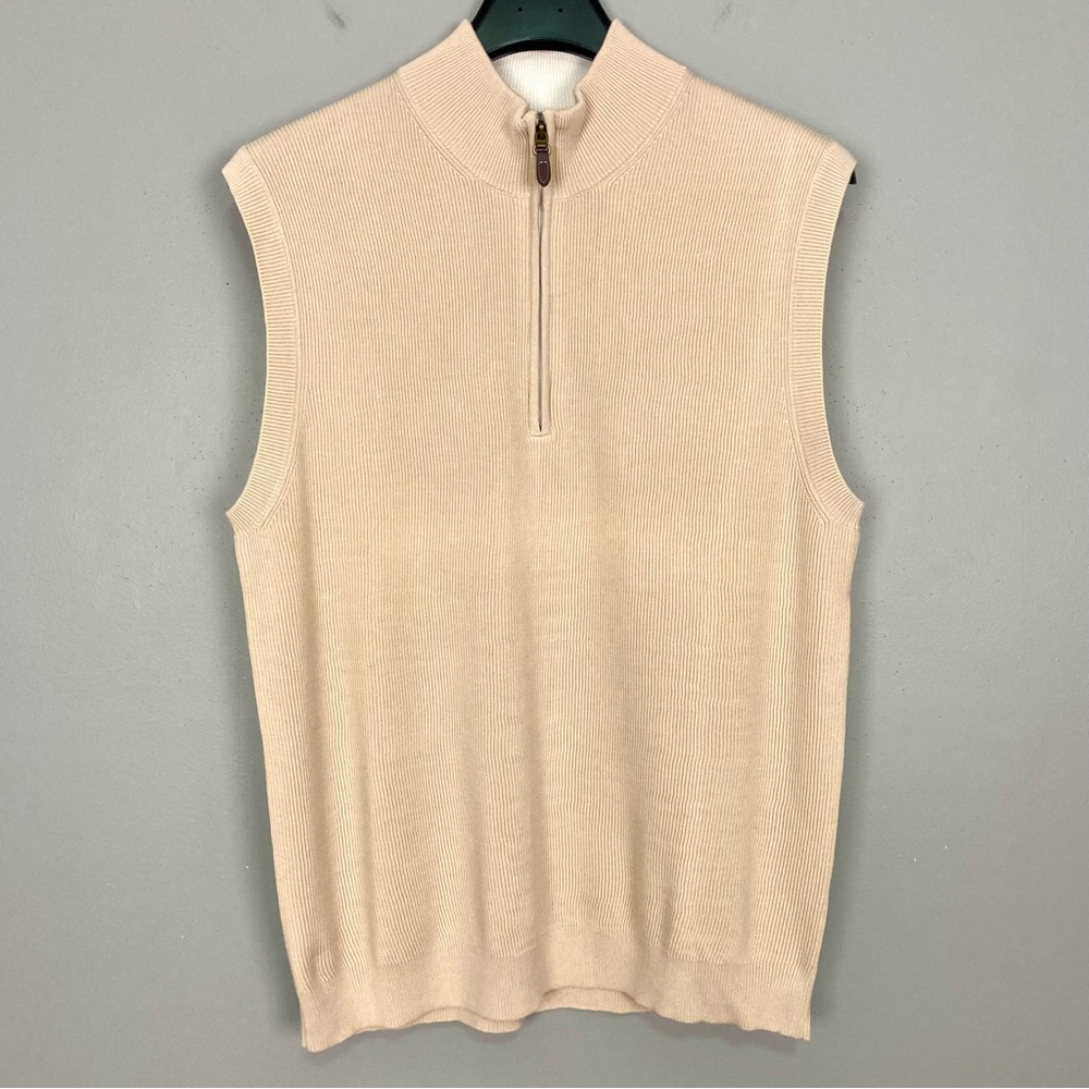 Stephen Tuttle’s Quarter-Zip Sweater Vest Men’s Size L Mock Neck Ribbed Preppy